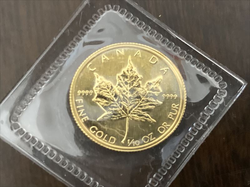 カナダ_メイプルリーフ金貨_1/10オンス_兵庫県高砂市_出張_買取